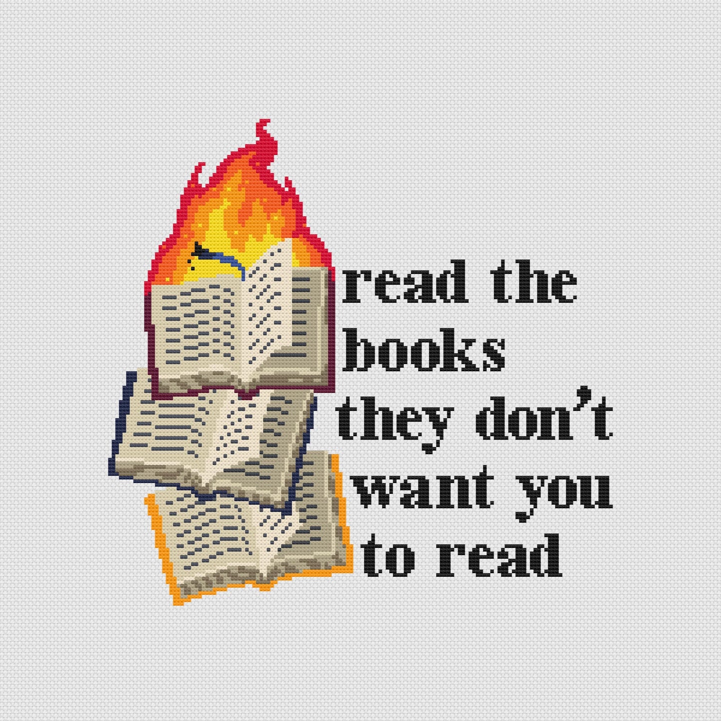 Banned Books Cross Stitch Pattern | Fahrenheit 451 PDF Pattern | Gift for Book Lovers